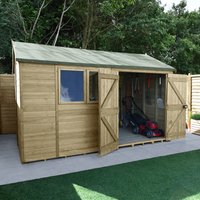 Forest Garden Tongue andamp; Groove Reverse Apex Shed - Double Door - 12and#039; x 8and#039;