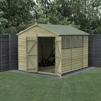 Forest Garden Shiplap Apex Shed - 4 Windows Double Door - 8and#039; x 10and#039;